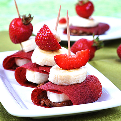 Crêpes de fraises fourrées chocolat - noisette