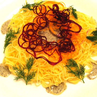 Spaghetti de courges et betterave